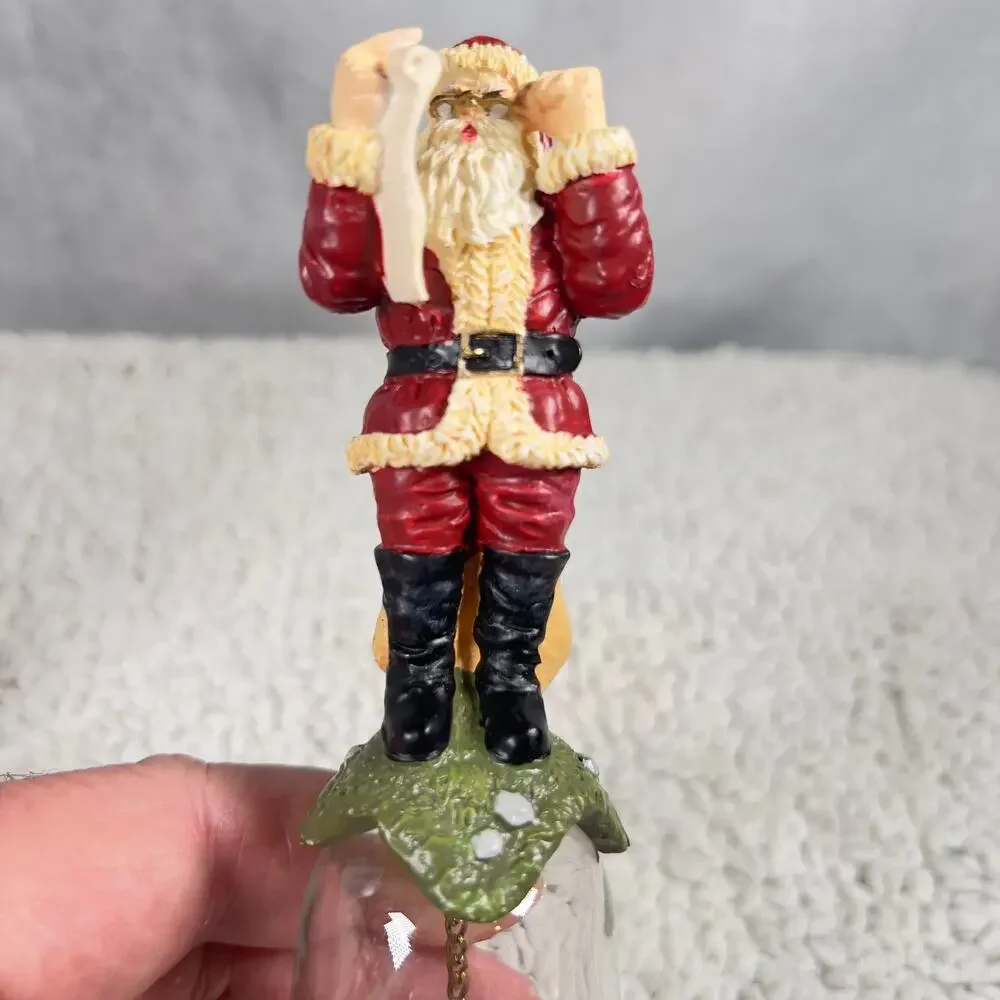 Novelino Christmas Through The Ages Glass Bell Resin Topper 1992 Modern Santa